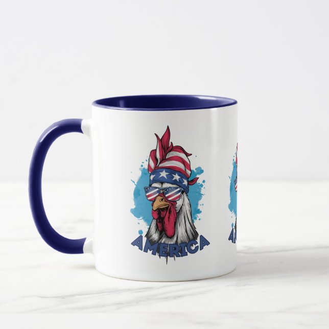 Mug Patriotique poulet aux USA Bandana et Shades (Gauche)
