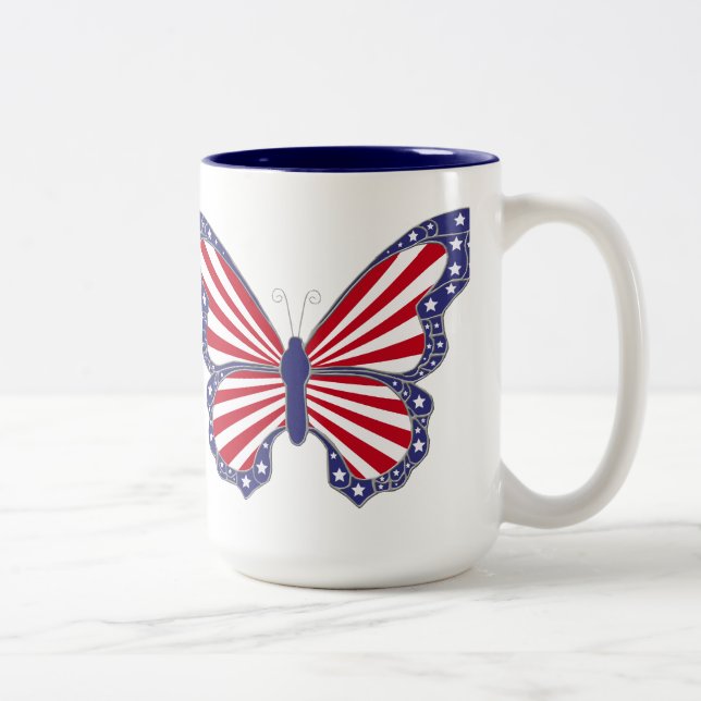 Mug Patriotique Rouge Blanc Et Bleu Papillon (Droit)
