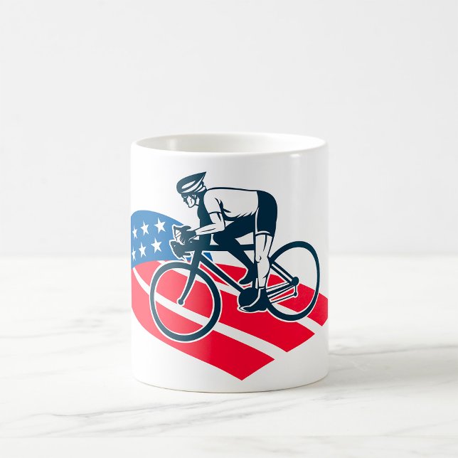 Mug Patriotique USA Cyclisme Américain Drapeau Vélo Ri (Créateur téléchargé)