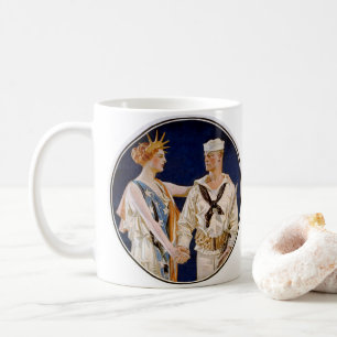 Mug Patriotisme Vintage, Lady Liberty avec marin de la