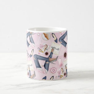 Mug Patron de fille tiré à la main