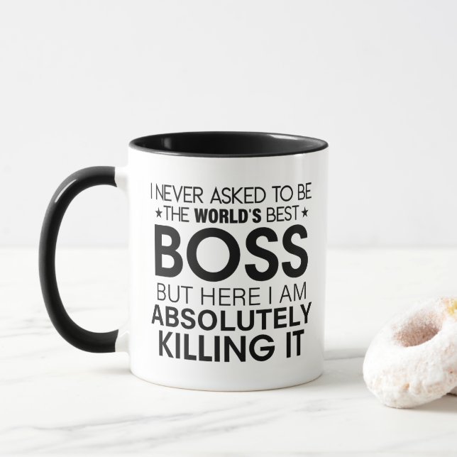 Mug Patron, je n'ai jamais demandé d'être le meilleur  (Avec donut)