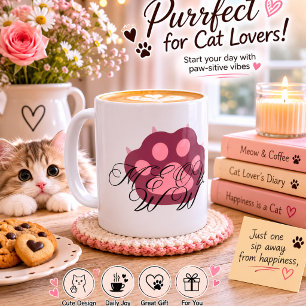 Mug Patte de chat mignonne "MEOW" Calligraphie – Chat