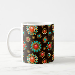 Mug Pattern de Ethnic Brooches Seamless