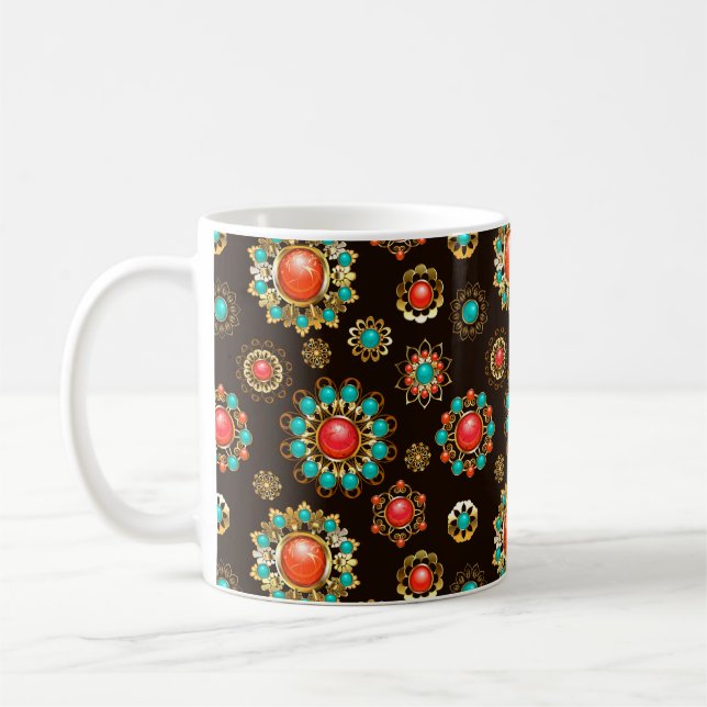 Mug Pattern de Ethnic Brooches Seamless (Gauche)