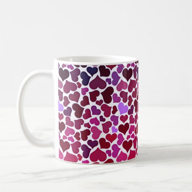 Mug Pattern of Hearts Stylish Modern Purple Pink Chic  (Gauche)