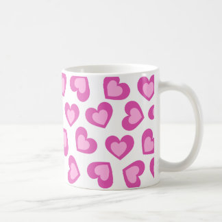 Mug Pattern of Hearts Stylish Modern White Pink Chic 