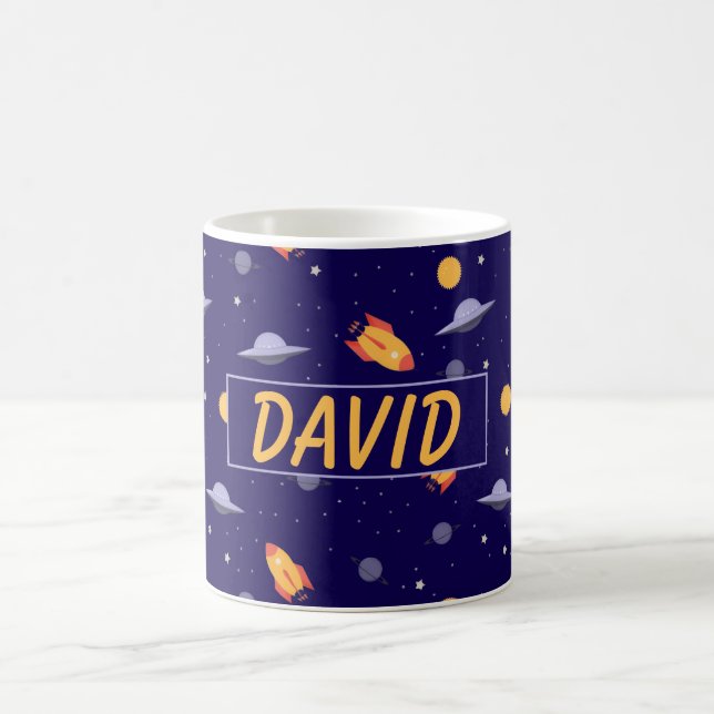 Mug Pattern space  orange blue name (Centre)