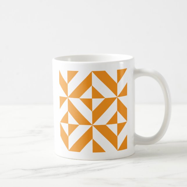 Mug Patters de Burnt Orange Geometric Deco Cube (Droite)