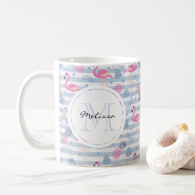 Mug Patters de Whimsical Flamingo et Pineapple (Avec donut)