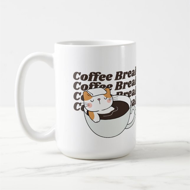 Mug Pause Café Chat Drôle (Gauche)