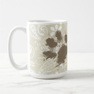 Mug Pawprint drôle sur Ecru Paisley