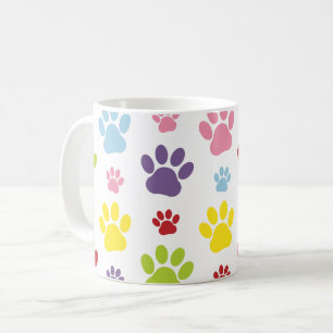 Mug Paws colorés, Motif Paw, Paws de chien, Empreintes
