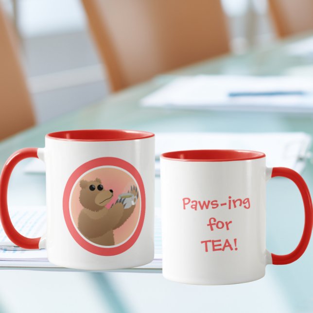 Mug Paws-ing for Tea Cute Bear Morning Tea Pun (Créateur téléchargé)