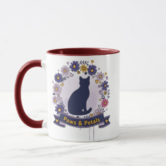 Mug Paws & Petals Floral Cat Design