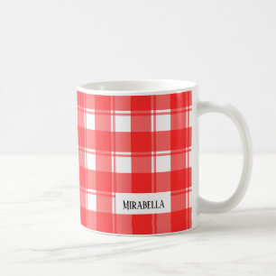 Mug Pays rouge et blanc modifiable rayé plaid