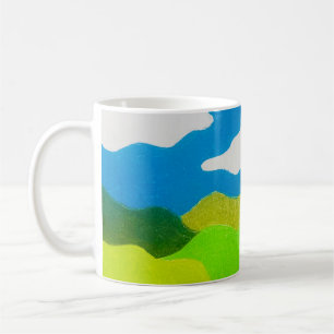 Mug Paysage Abstrait Crayon de Couleur Ciel Bleu