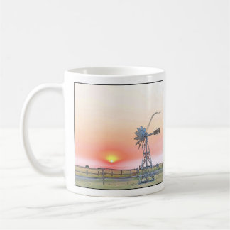 Mug Paysage au coucher du soleil avec moulin à vent ru