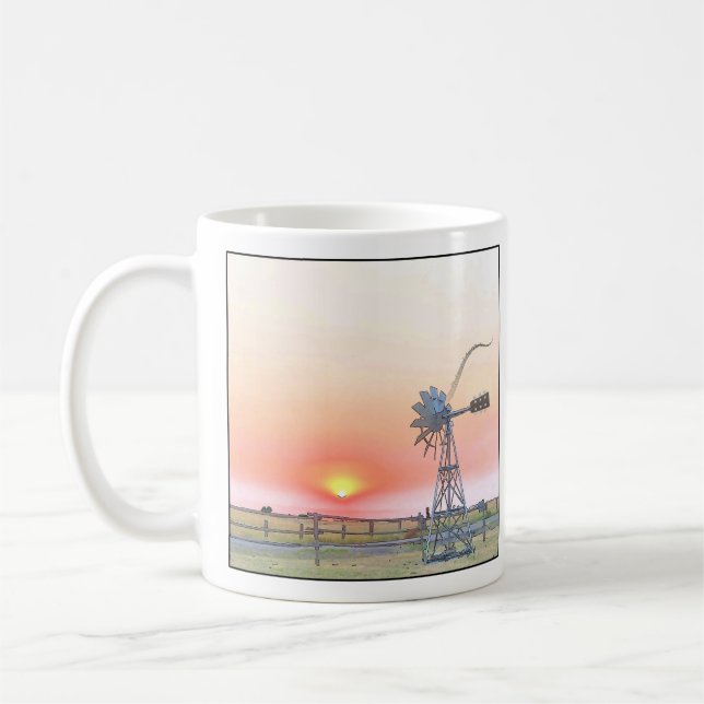 Mug Paysage au coucher du soleil avec moulin à vent ru (Gauche)