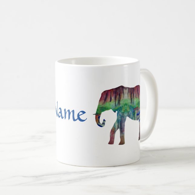 Mug Paysage d'aquarelle éléphant (Devant droit)