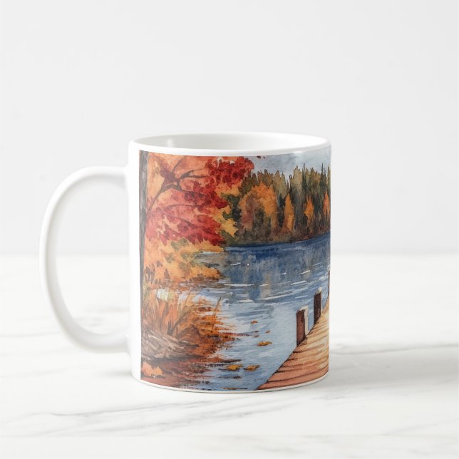 Mug Paysage d'automne de la nature du lac Arbres (Gauche)