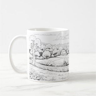 Mug Paysage De Campagne En Style Croquis