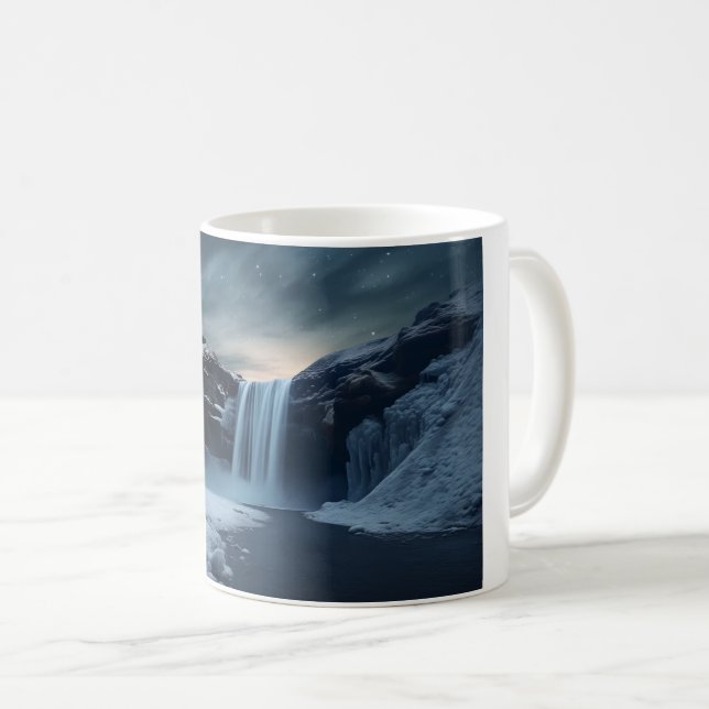 Mug Paysage de la cascade en Islande (Devant droit)