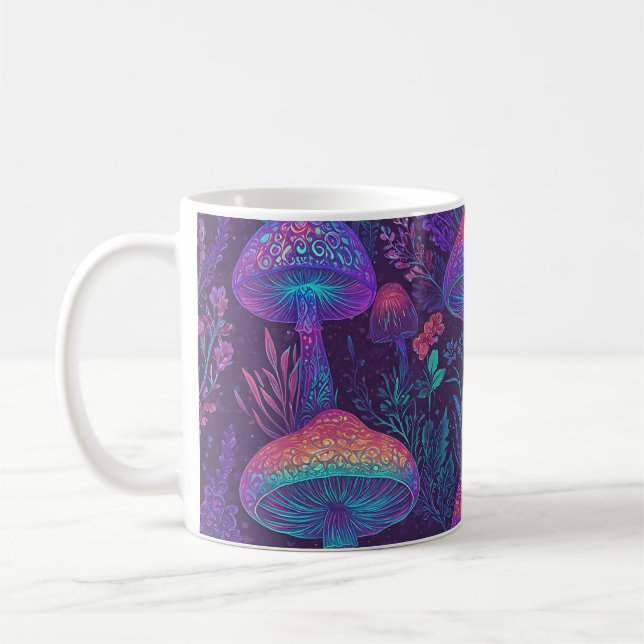 Mug Paysage de rêve de forêt néon champignon (Gauche)