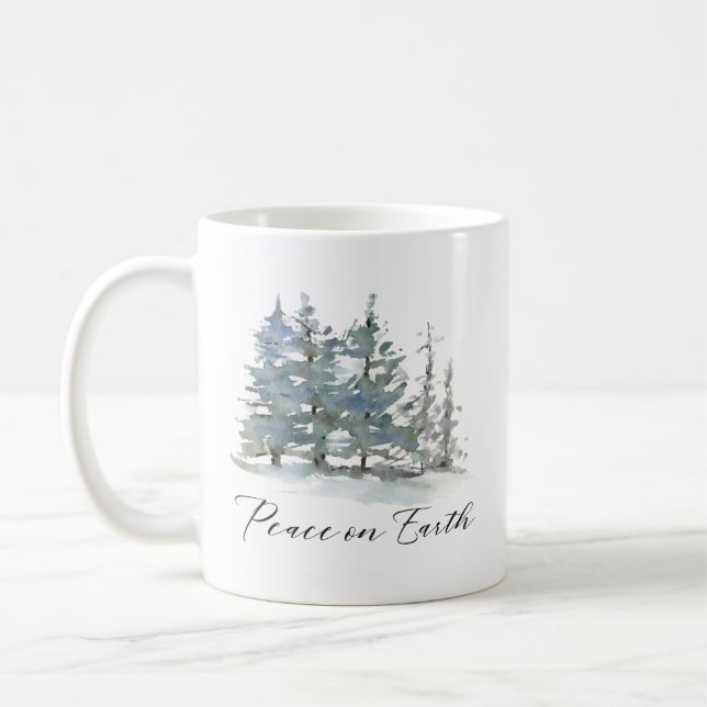 Mug Paysage d'hiver Paix sur Terre Aquarelle (Gauche)