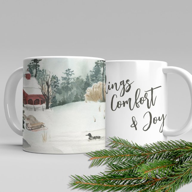 Mug Paysage du lac d'hiver Les plaisirs et le confort (Créateur téléchargé)
