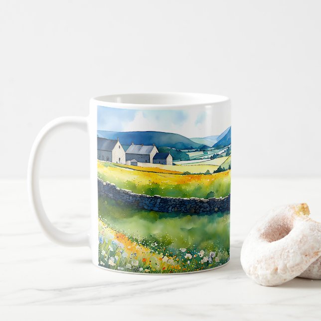 Mug Paysage étendu "Dalehaven" Yorkshire Dales Scène (Avec donut)