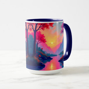 Mug Paysage Fantastique de Montagnes au Coucher de Sol