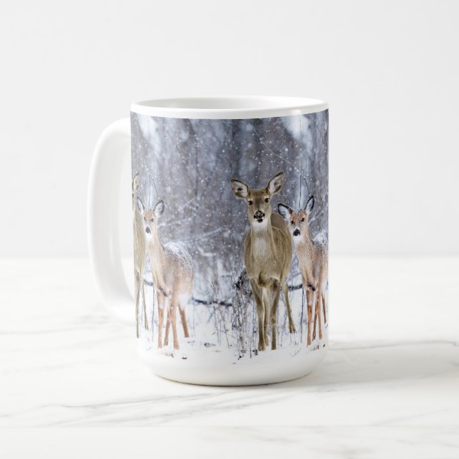 Mug Paysage hivernal avec cerfs de Virginie pour les F (Devant gauche)