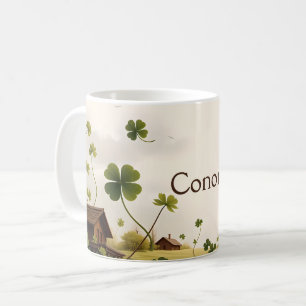 Mug Paysage irlandais avec chalets et Shamrock