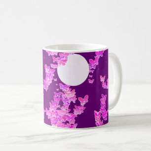 Mug Paysage lunaire avec papillons - orchidée, améthys