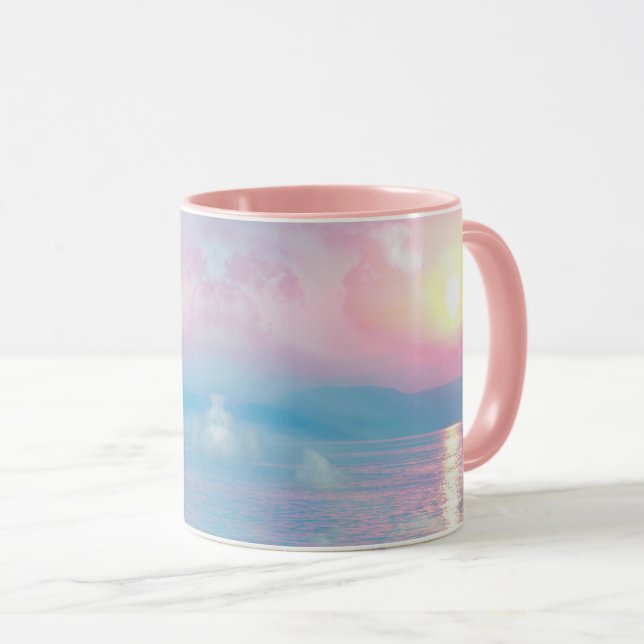 Mug Paysage magique au coucher du soleil rose (Devant droit)