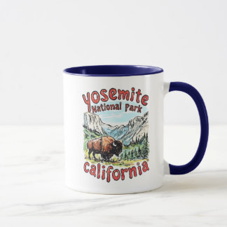 Mug Paysage mignon de bison rétro du parc national de 