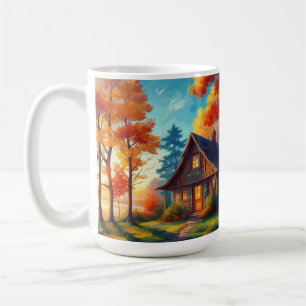 Mug Paysage naturel avec un chalet dans la forêt