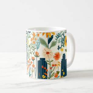 Mug Paysage urbain moderne Fleurs sauvages Cottagecore