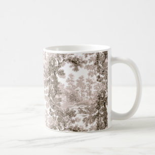 Mug Paysage Vintage de chalet Toile Brown et blanche