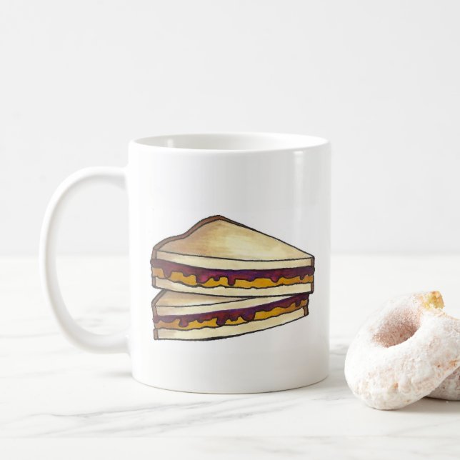 Mug PB&J Beurre d'arachide et sandwich à la gelée (Avec donut)