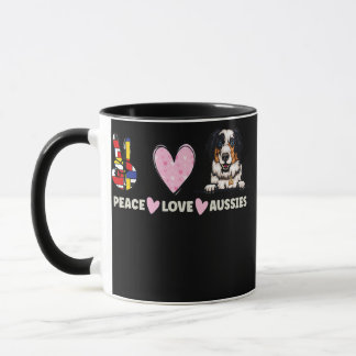 Mug Peace Love Aussies Chien Aussie Berger Aussie Amou
