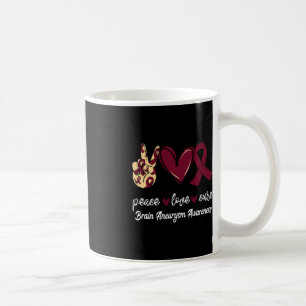 Mug Peace Love Cure Cerveau Aneurysme Bourgogne Ruban