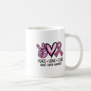 Mug Peace Love Cure Pink Ribbon Cancer du sein Lauréat