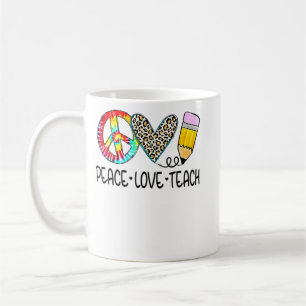 Mug Peace Love Enseignant Leopard Retour À L'École 20
