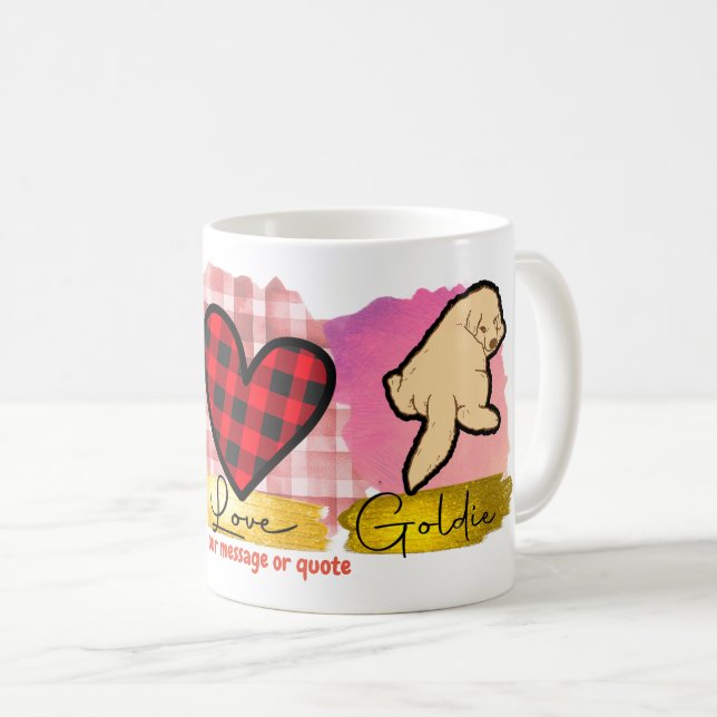 Mug Peace Love Et Goldie Golden Retriever Amoureux des (Devant droit)