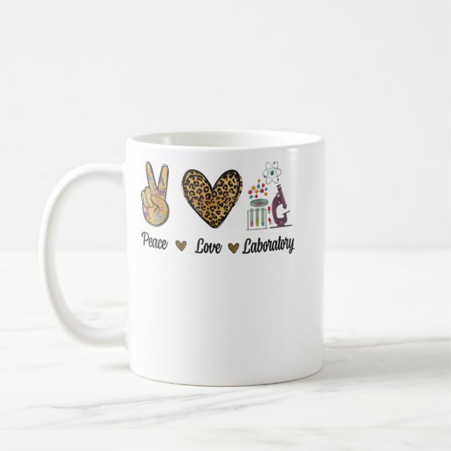 Mug Peace Love Laboratory Lab Research Leopard Men Wom (Gauche)