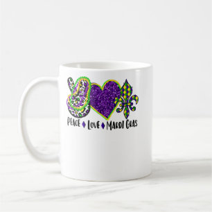Mug Peace Love Mardi Gras Leopard Parties scintillant 