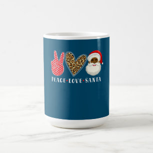 Mug Peace Love Noël afro-américain du Père Noël