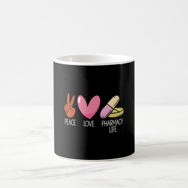 Mug Peace Love Pharmacie Life Tech Médecine Pharmacist (Centre)